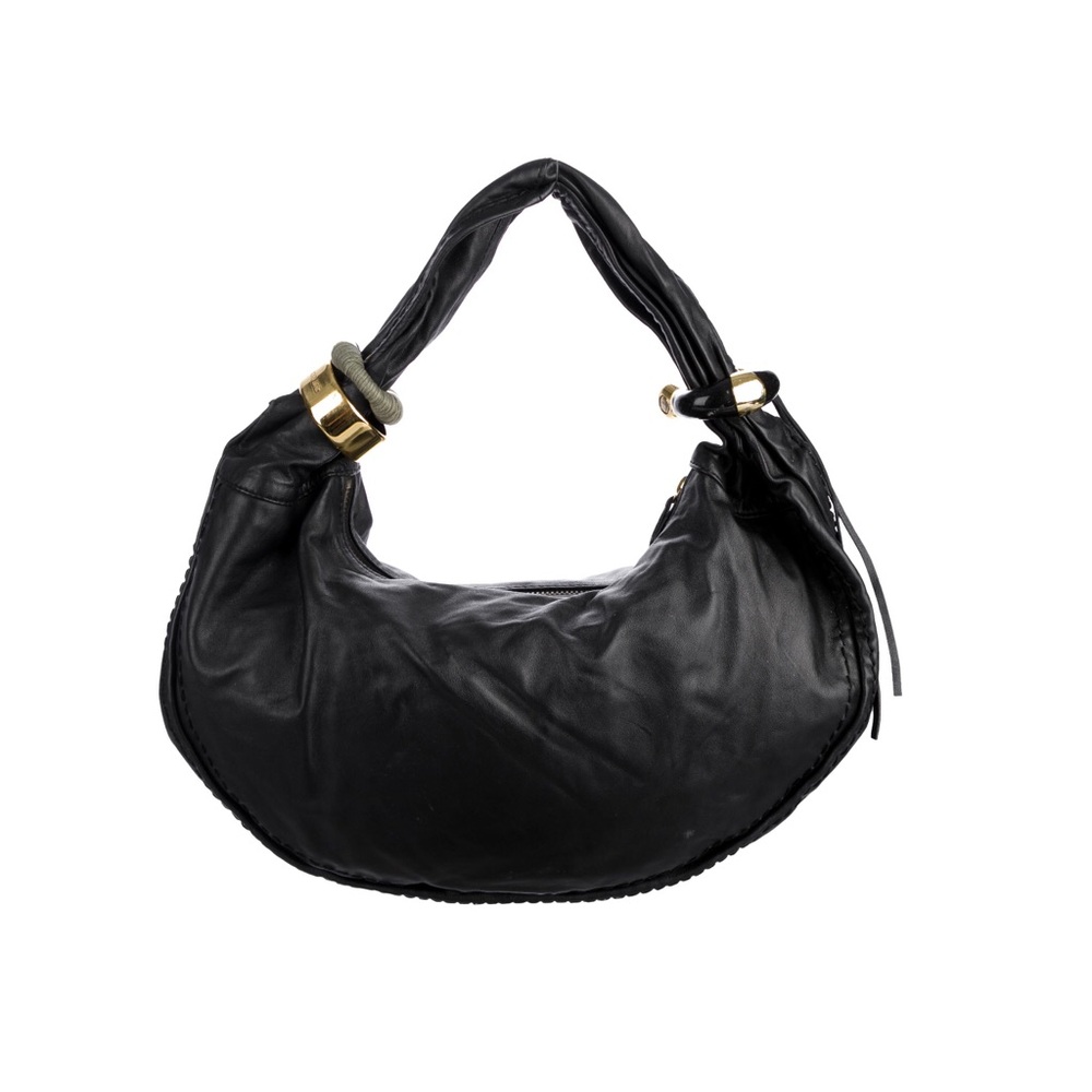Jimmy Choo Black Leather Saba Hobo Bag